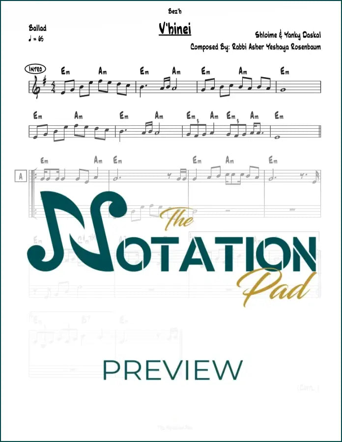 Vehinei Hashem Sheet Music