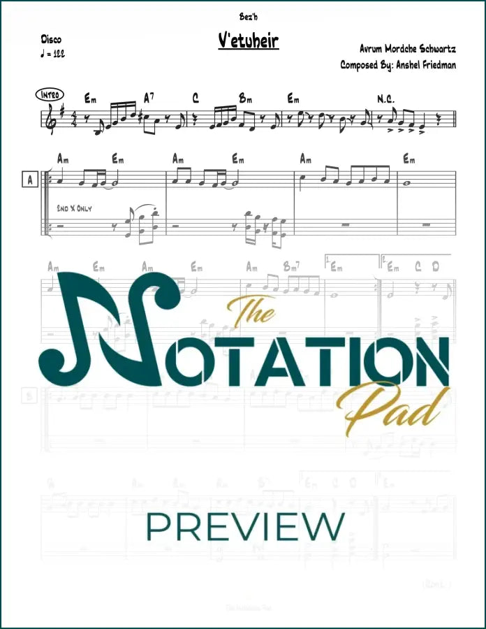 V’etuheir - Avrum Mordche 2-Liner Sheet Music