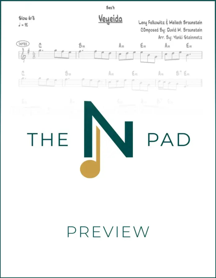 Lead sheet music for Veyeida - Falkowitz - Braunstein, by The Notation Pad, showing musical notation on a clean sheet.