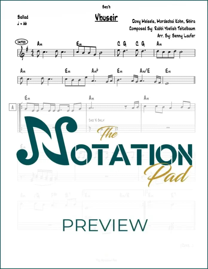 Vhuseir - Mordche Kohn 2-Liner Sheet Music