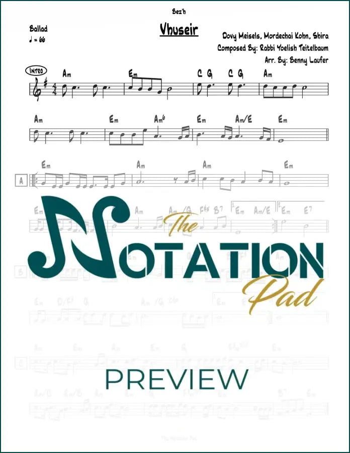 Vhuseir - Mordche Kohn Lead Sheet Sheet Music