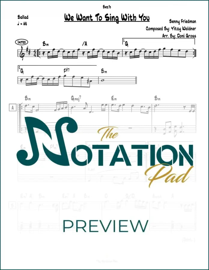 We Want To Sing With You Benny 2 Liner Sheet Music