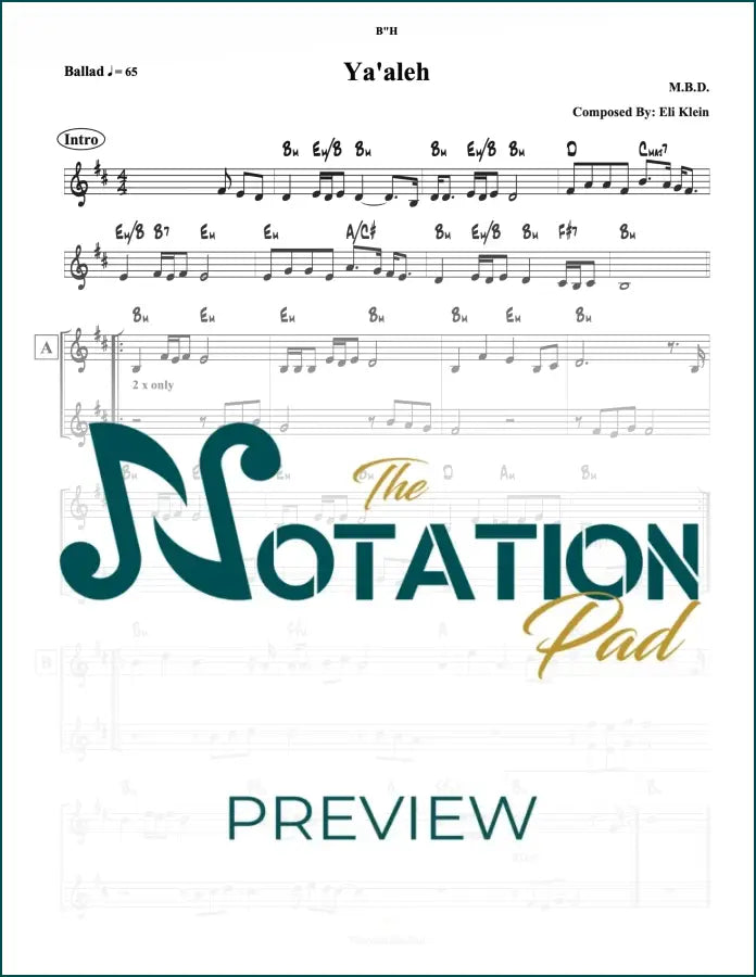 Yaaleh - MBD - 2-Liner - Sheet Music