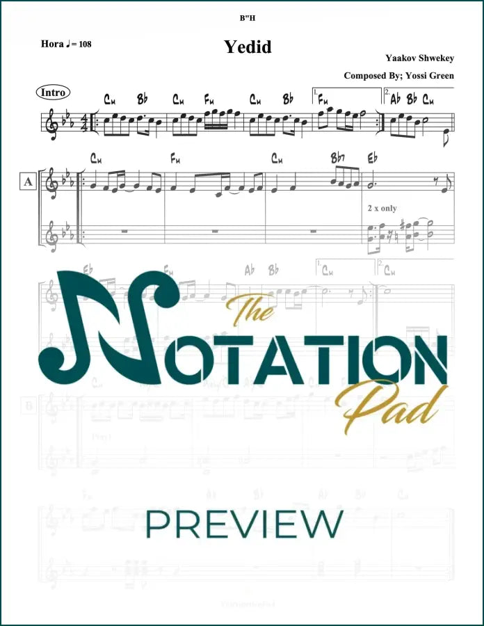 Yedid - Shwekey - 2-Liner - Sheet Music