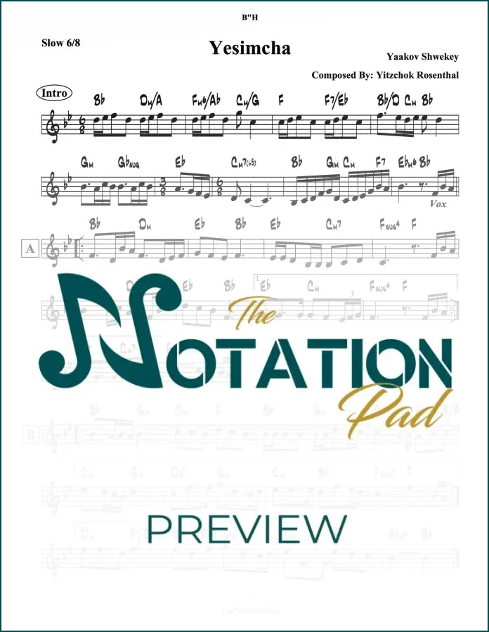 Yesimcha - Shwekey Lead Sheet Sheet Music