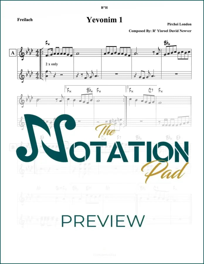 Yevanim - Perchei London 2-Liner Sheet Music