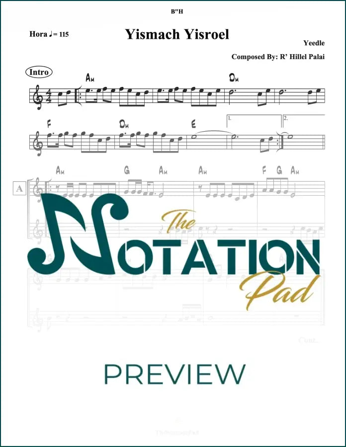 Yismach Yisroel Yeedle 2 Liner Sheet Music