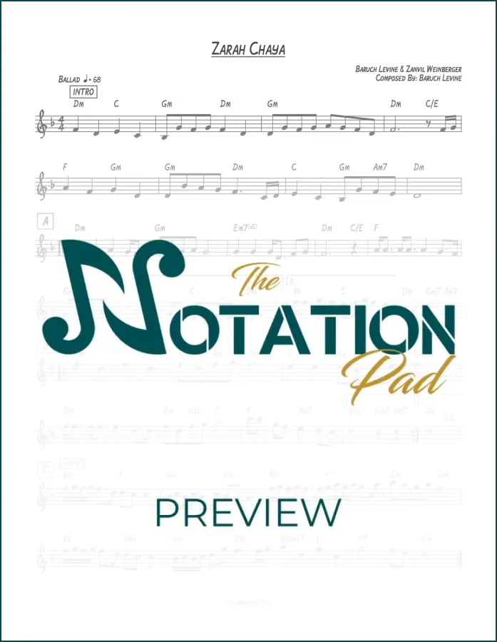 Zarah Chaya - Levine & Zanvil - Lead Sheet - Sheet Music